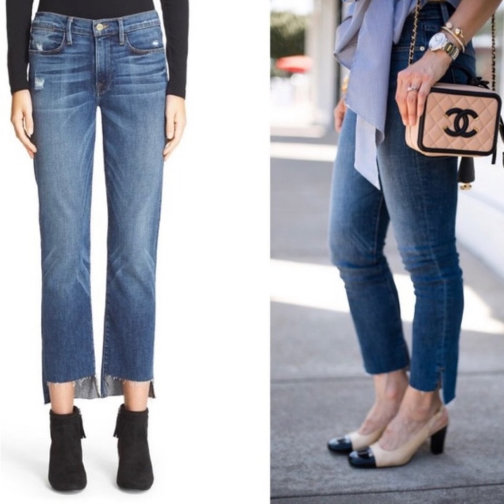 Frame Denim Le High straight leg raw hem jeans